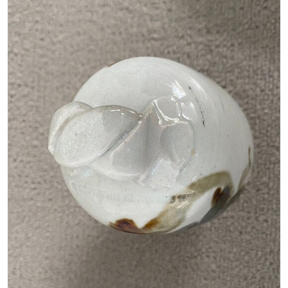 Vintage Hand Painted Pottery Hanging Vase Ornament Stone Floral Design 6" Tall - Picture 6 of 11